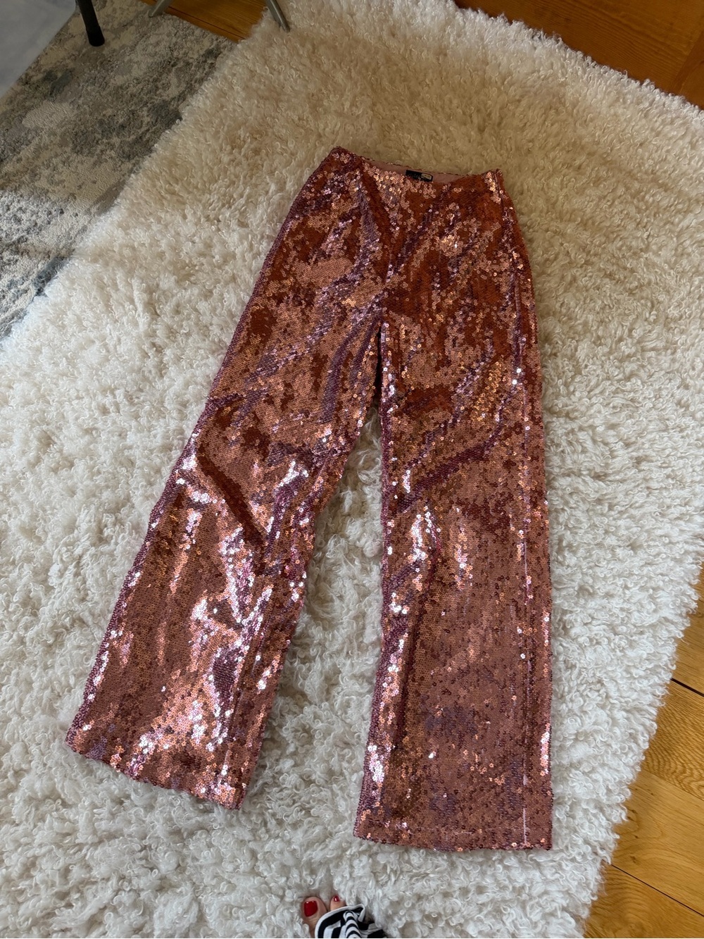 Pink Sequin Flare Pants